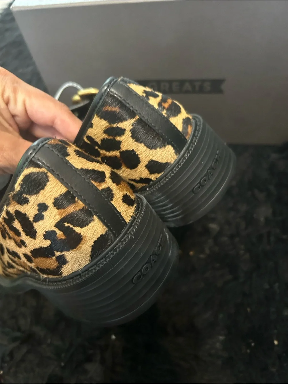 COACH Mary Jane animal print gold flower buckle shoes women’s 7.5 new
